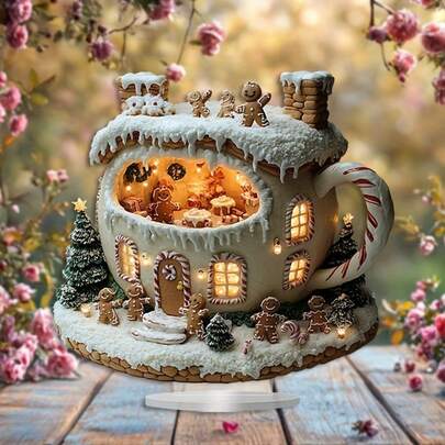 One Piece, Gingerbread House, Acrylic Countertop Display Rack, Holiday Christmas Decoration, Bohemian Style, Home Office Decoration, Perfect Gift, Cm, Multifunctional, No Text