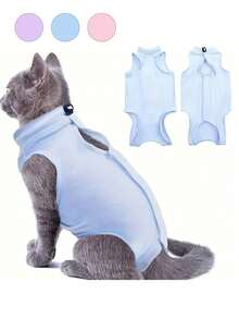 Cat Spay/Neuter Suit, Weaning Sleeveless , Skin-Friendly Soft & Comfortable Casual Anti-Lick Wound Recovery Suit, Easy On/Off, Dog Spay/Neuter Suit, Pet Apparel, Cat Recovery Suit, Pet Supplies - Multicolor - View 2