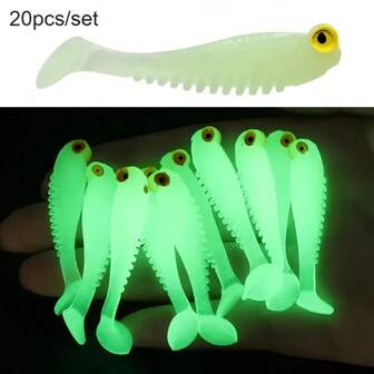20pcs/10pcs/5pcs/1pc Glow-In-The-Dark Soft Silicone Fishing Lures, Swimbait Lures - Lead-Free, Bagged Set, Suitable For Hunting And Fishing, Lure Kit