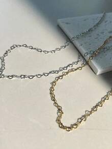 1pc Minimalist Style Heart Pendant Necklace, Daily/Date Wear Jewelry For Women, Great Gift For Her Valentines - 心形鏈項鍊 - 查看 4