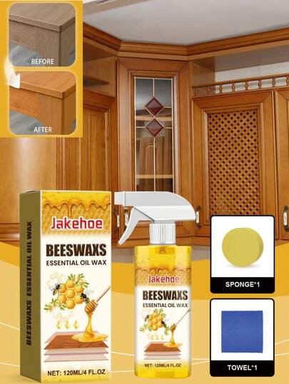 jakehoe JAKEHOE Essential Oil Wax;Wood Polishing Beeswax Spray; Deeply Nourishes Wood Material; Instantly Enhances Glossiness; Effectively Removes Stains