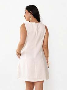 Marrante Midi Dress With Zipper Pocket Haute Couture  Blogger STOCK - trắng - Xem 4