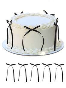 10pcs Red Bow Cake Decorations, DIY Bow Cake Decorations, Birthday Party Decor, Valentine's Day/Anniversary Birthday Wedding Cake Decor, Holiday Gift Decor, Baking Cake & Dessert Bow Decor, Party Favors, Birthday Party Table Decor (1/5/10pcs)