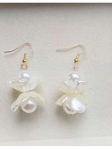 1 par de pendientes largos elegantes con flores, pendientes de estilo de resort de alta gama, joyas de oreja únicas y hermosas