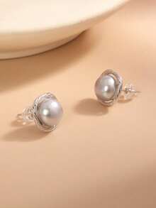 1 par de pendientes de cuerda de perla natural de plata de ley 925, regalo de boda, compromiso y novia, regalo del Día de la Madre, San Valentín y cumpleaños para ella