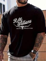 RM Williams Bush Outfitter Graphic Tee,Comfortable Casual Short Sleeve, 220 Grams Heavyweight Cotton Printed T-Shirt,Halloween