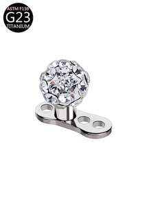 1pc Shiny Crystal Ball Dermal Anchor Titanium Low Allergy Piercing Jewelry, Suitable For Daily Wear
