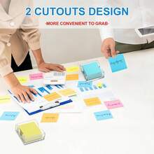 1 pieza Soporte de acrílico para bloc de notas - Soporte para notas adhesivas de 3x3 pulgadas para organizador de escritorio (sin blocs) Accesorios de escritorio de oficina Útiles escolares, transparente cristalino