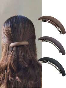 1pc Minimalist Oval Hollow Spring Clip Hair Clip, Elegant Everyday Versatile Bun Updo Hair Accessory, Claw Clips, Hair Slide, Hair Barrettes - Multicolor - View 6