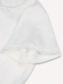 Camiseta de mujer de manga corta con cuello redondo, estampado de lazo dorado con perlas y rhinestones, para salidas casuales y uso diario - Blanco - Ver 3