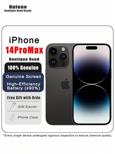 Apple Used Apple IPhone 14 Pro Max Space Black 256G Premium Used Apple IPhone - Gaming Ready, Dual SIM 5G, 95% New Condition,Genuine Screen & High-Efficiency Battery (≥90%)