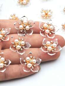 50 piezas de 25mm Apliques de flores de cristal con borde plateado, DIY para joyería, zapatos, ropa, bolsos, regalos