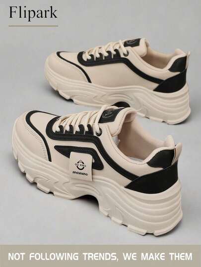 Flipark 1 Pair Women's Fashionable Casual Versatile Lightweight Casual Sneakers, Suitable For Students To Wear Outside