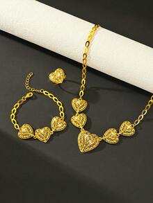 Bijuterii din aur alternative Schmuck aur pentru femei colier cercei brățară set de bijuterii, personalizat minimalist în formă de inimă