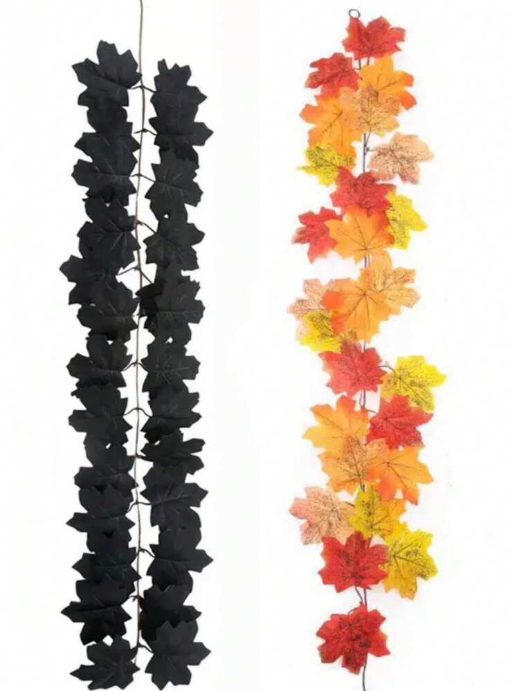 1pc Artificial Maple Leaf Vine - Orange Red, Silk Cloth, Suitable For Autumn, Halloween, Harvest Festival Home Decor, Tabletop Decor, Fireplace Decor, Stair Railing Wrap Decor, Doorframe Decor - Orange - View 11