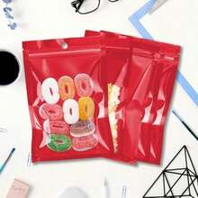 300 Bolsas para Gomitas, Bolsas Resellables Pequeñas con Cierre Hermético, Multiusos para Snacks, Frutos Secos, Cosméticos, Accesorios, etc (, )(Rojo 10 X 15 CM) - Tipo 3 - Ver 3