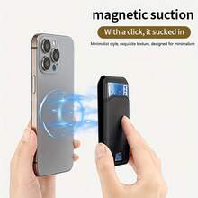 1pc Magnetic Anti-Loss Card Holder: Compatible With IPhone And Magnetic Phones, Flexible Storage, Ultra-Thin Portable, Men's PU Leather Bifold Slim Wallet With ID Window-Ideal Father's Day Gift For Business/Casual Use - 黑色 - 查看 2