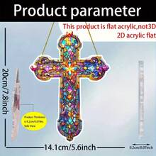 2D Flat Acrylic Window Decoration Ornament, Cross Style Acrylic Sun Catcher - Suitable For Window Decoration, Garden, Courtyard Decoration, Religious Gifts, Holiday Home Decoration, Multifunctional Garden Style - Multicolor - View 10