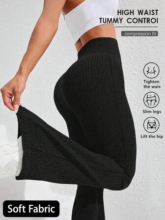 FWH Leggings da yoga a forma di V con gambe a zampa di elefante per donne, pantaloni da yoga a vita alta a forma di stivale per donne, pantaloni da yoga a gamba larga, pantaloni elastici da lavoro, adatti per esercizio, corsa, ciclismo, yoga, pickleball, tempo libero, con motivi a righe autunnali e invernali, motivi a maglia, collant comodi ed eleganti