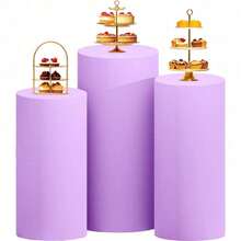 Cylinder Covers Set Of 3 Spandex Cylinder Pedestal Stand Covers Red Cylinder Cover Round Pedestal Cylinder Covers Multicolor Pedestal Cover For Wedding Party Ceremony DecorationKF - C - 查看 1