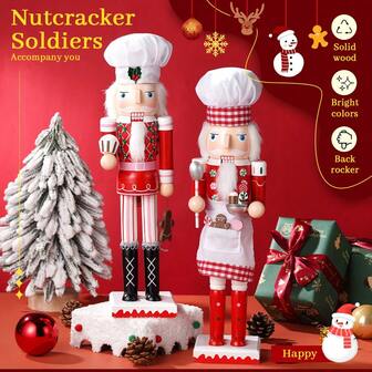 38cm ナッツクラッカー シェフ、パティシエ、クルミ兵士、木製装飾品、ギフト、ハンドクラフト、クリスマスアイテム クリスマスホームデコレーション クリスマスプレゼント クリスマスデコレーション