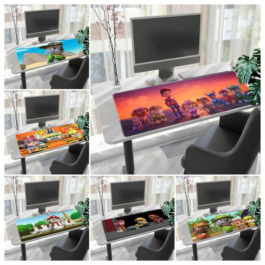 1pc Extra Large  Cartoon Mouse Pad - Rubber Material, Oblong Rectangle Shape, Stitched Edges, Non- & Washable Desk Mat For Computer, Office & Gaming Setup