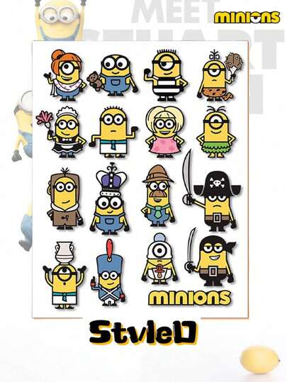 Minions 1pc Minions Creative Sticker, Cute Cartoon Car Sticker For Scratch Cover, Laptop, Stationery, Lovely Gift Sticker