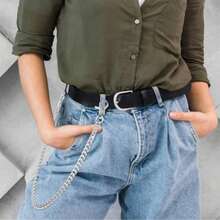 1pc Minimalist Pants Chain, Men's Wallet Chain, Silver Color Pants Chain, Aluminum Pocket Key Chain With Lobster Clasps At Both Ends, Unisex Accessory