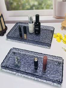 1/2pcs Transparent Acrylic Makeup Tray, Sturdy And Durable, Easy To Clean Cosmetic Storage Organizer - Smoke Gray - View 12