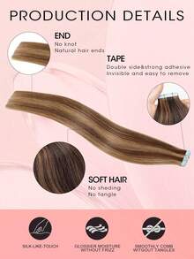 Mini Tape In Hair Extensions Human Hair 10 Pcs Invisible Hair Extensions Double-Sided Invisible Seamless For Thin Hair For Women ,Beginners High Quality Natural Looking Thickening Lengthening Hair Extensions Easy-To-Install,Straight Hair Extensions - S4/27 - View 4
