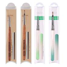 New Wholesale Design Long Grid Brush Long Line Brush Cleaning Polish Dust Acrylic Art Nail Brush Sets 3d Uv Gel French