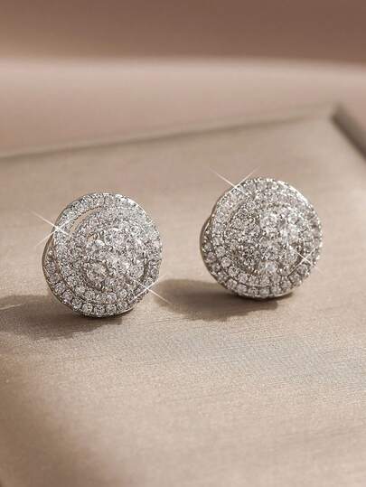 1pair Simple Stylish Rose Flower Stud Earrings Daily Decoration Dating Christmas Gift For Women Mother Girlfriend Copper Cubic Zirconia Earring