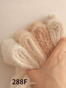 2/4 Pairs Women's Plush Thermal Warm Socks Simple Mink Plush Socks Mid-Calf Socks Crew Socks Thick Soft Fluffy Comfortable Socks Floor Socks, Christmas Gift, Random Color, Suitable For Fall&Winter, Cozy Socks - Multicolor - View 4