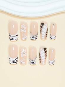 Instantly Upgrade Your Look With 24pcs Black Nails Press On Nails Long Square Nails Elegant Sparkling Rhinestone Star With Black Stripes French Tip Nails Full Coverage Fake Nails For Women And Girls Includes 1sheet Adhesive Tabs & 1pc Mini Files Suitable For Party Date And Office Daily Wear False Nails Jelly Glue Is Randomly Shipped