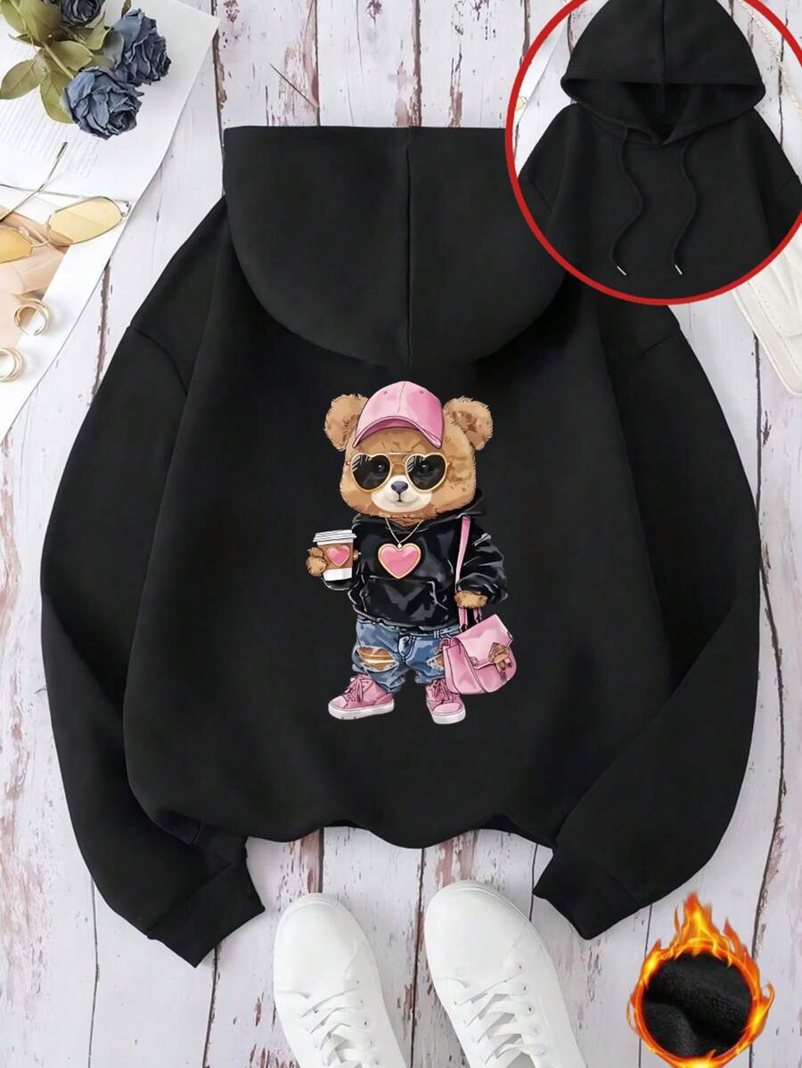 Noutăți toamnă-iarnă 2025, imprimeu cu păianjen, hanorac negru cu glugă, croială supradimensionată pentru femei, pulover lung, pentru ieșiri de seară/vacanțe/birou/acasă/zilnic/ședință foto/stradă/călătorii/brunch/concert la țară/aeroport, haine de damă de toamnă-iarnă, haine de toamnă-iarnă, haine pentru întoarcerea la școală, bal de absolvire, ținute de profesoară pentru femei, bluze de damă pentru ieșiri în oraș, bluze business casual pentru femei, haine de Halloween - Negru - Vizualizare 1