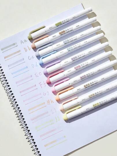 5pcs/Set Soft Color Highlighter Pens, Slanted Tip Design, Watercolor, Non-Bleed, Suitable For Diary, Bible, Planner, Notes, Adults, Kids, Students, Office, Learning Supplies