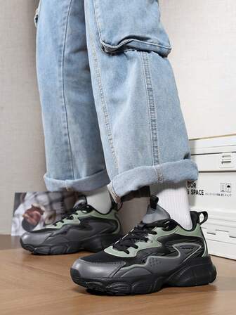 Men's High-Top Basketball Shoes, Lightweight Cushioned Sports Shoes Made Of Breathable Fabric With Non-Slip Rubber Outsole, Suitable For Gym Training And Casual Streetwear