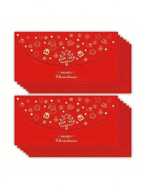1/5/10pcs Gift Envelopes, Christmas Cash/Money Envelopes, Gold Foil Designed Party/Holiday/New Year/Family/Friend Money Envelopes, Red Packets, Suitable For Chinese New Year Decoration, Gifting Red Envelopes And Unique Collectibles