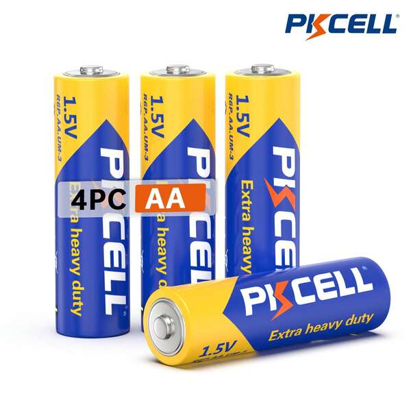 PKCELL 4Counts R6P AA Carbon Dry Batteries, 1.5V Power Of The King -Long-Lasting Performance For Low-Energy Electronics, Durable, Suitable For Daily Use Halloween Costume Party Christmas