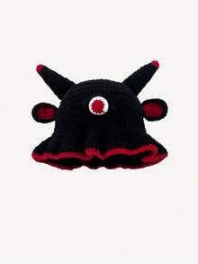 1pc Handmade Crochet Animal Ear Design Brimmed Hat, Cute Ruffle Bucket Hat For Women Leisure, Hip-Hop Cosplay, Suitable For Daily Use - A - View 26