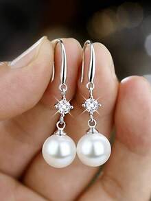 一对经典 S925 纯银方晶锆石耳坠派对周年纪念耳饰女士礼物精美珠宝 - 2# - 查看 13