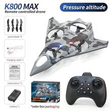 CASRRA K800遥控无人机，采用SBS防摔材料制成，迷彩色，一键滚动/起飞/下降/悬停/手抛功能，适合初学者，室内/室外/派对娱乐用途，多旋翼四轴飞行器玩具，战斗机模型遥控玩具（含备用螺旋桨叶片），也是一件很棒的生日/圣诞节/万圣节礼物