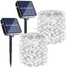 Solar Fairy Lights, 2 Pack, Total 80 Feet 200 LED Solar String Lights Outdoor Waterproof 8 Lighting Modes For Yard Fence Party Garden Patio Home Holiday Tree Outdoor Decoration (White) - trắng - Xem 7