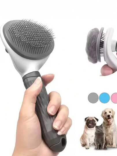 1支宠物美容刷，狗刷，猫刷，兔刷，去毛工具，毛发去除刷，自清洁宠物毛发刷，适用于长毛和短毛犬猫兔，去除松散的底毛和表毛