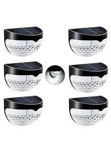 2/6 Pcs Solar Fence Lights, Solar Deck Lights, Solar Wall Lights, Solar Wall Mounted Lights, 6 LED Outdoor Fence Deck Garden Garage Patio Stair Perfect Decorative Lighting, Smart Sensor - Light Sensor, Christmas Gift