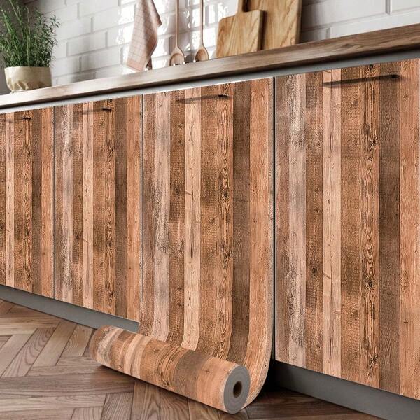 1 Roll Brown & Beige Wood Grain Wallpaper, Vintage Style, Suitable For Home Decor. Kitchen Cabinets, Dining Tables & Chairs, Rooms, Home Renovation, Waterproof, Stain-Resistant, Back To School Supplies, Halloween Decor, Renovation Stickers, Wall Panels, Wallpaper, Spring Decor, Refresh Your Home, Decorative Sticker Gift For Birthday, Graduation