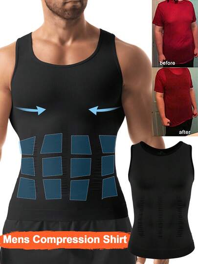 Men's Shapewear Vest Compression Shirt Body Shaper Undershirt Shaping Chest Slimming Body Shaper Gynecomastia Tank Top Tummy Control Seamless Abdomen Vest Underwear