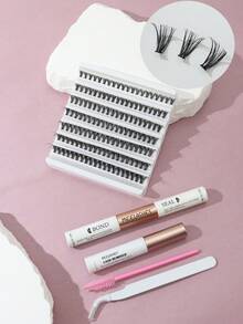 DIY Natural Soft Long Curly Thick Eyelash Extension Kit With 7 Sizes Lash Clusters Kit,Lashes,Eyelashes,Fake Lashes