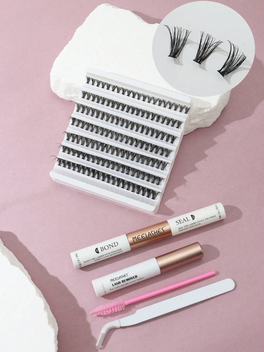 DIY Natural Soft Long Curly Thick Eyelash Extension Kit With 7 Sizes Lash Clusters Kit,Lashes,Eyelashes,Fake Lashes