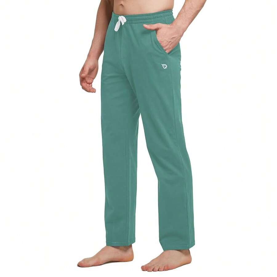 Baleaf Men's Sweatpants Casual Lounge Cotton Pajama Yoga Pants Open Bottom Straight Leg Male Sweat Pants With Pockets{"Size_name":"XX-Large","Color_name":"A-MistyGreen"} - 迷霧綠 - 查看 1